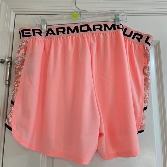 Under Armour Play Up Printed Inset Short - 4" Inseam - Peach/Coral - Picture 2 of 6